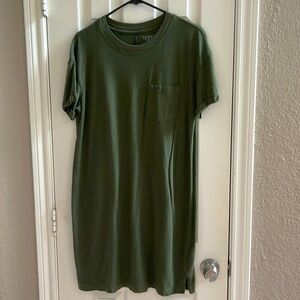 Time and Tru Women’s Cotton Olive Green Short Sleeve T-Shirt Dress